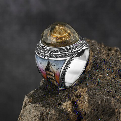 Exclusive Rings - خاتم فضة مميز مطرز يدويًا برج جالاتا 100346569 - Turkey