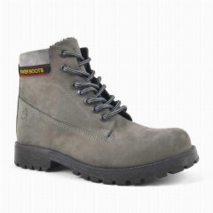 Boots - Gray Furry Boots Genuine Leather Neson Series 100278819 - Turkey