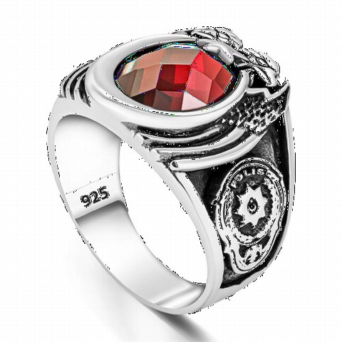 mix - Police Crest Zircon Stone Silver Ring 100349835 - Turkey