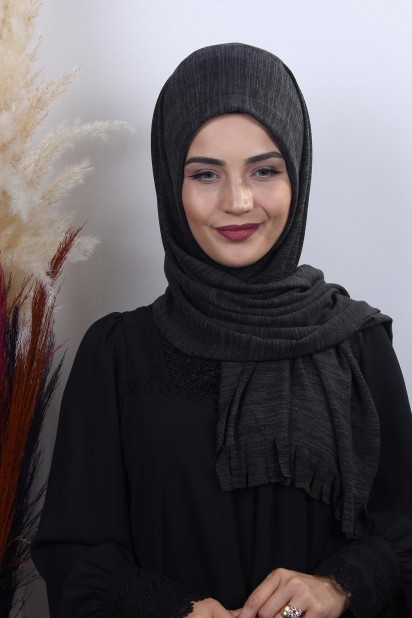 Knitted Shawl - Knitwear Practical Hijab Shawl Smoked 100282926 - Turkey