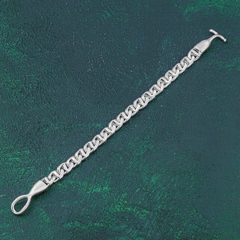 Bracelet - Bar Chain Anchor Locked Silver Bracelet 100349896 - Turkey