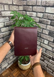 Briefcase & Laptop Bag - Guard Claret Red Leather Shoulder Strap Bag 100345394 - Turkey