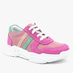 Girl Shoes - Genuine Leather Fuschia Pink Girls Sneakers 100278871 - Turkey