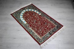 Prayer Rug - Sajjade - Ravza Chenille Woven Prayer Rug Claret Red 100330639 - Turkey