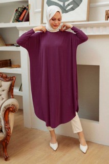 Tunic - Plum Color Hijab Tunic 100340518 - Turkey