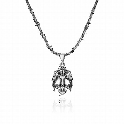 Necklace - Double Headed Seljuk Eagle Silver Necklace 100348851 - Turkey