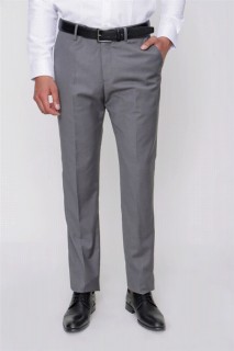 pants - Men's Gray Estrella Dynamic Fit Comfortable Cut Fabric Trousers 100351299 - Turkey