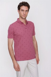 T-Shirt - Men's Powder Polo Collar 100% Cotton Dynamic Fit Comfortable Fit Printed Short Sleeve T-Shirt 100351441 - Turkey