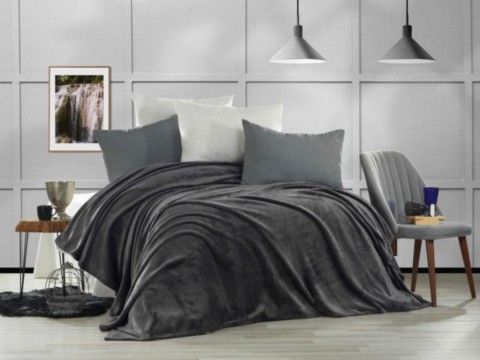 Double Blanket  - Dowry Land Softy Double Ultrasoft Single Blanket Gray 100331918 - Turkey