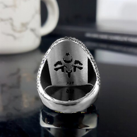 Zircon Stone Rings - Silver Ring Embroidered with the Word of Tawhid on the Moon and Star 100349676 - Turkey