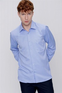 Men's Ice Blue Patterned Regular Fit Comfy Cut Pocket Shirt 100351326