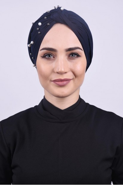 All occasions - Pearls Wrap Bonnet Navy Blue 100284972 - Turkey