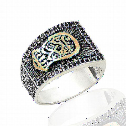 mix - Sterling Silver Men's Ring with Black Zircon Stone and Horseshoe Symbol 100348966 - Turkey