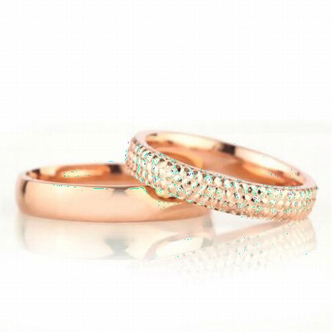 Silver Rings 925 - Rose Plated Women's Men's Sterling Silver Wedding Ring 100349175 - Turkey
