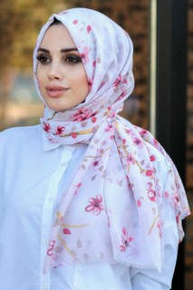 Woman - Pomegranate Flower Color Hijab Shawl 100334893 - Turkey