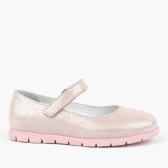 Genuine Leather Pink Ballerina Flat Shoes for Girls 100278856