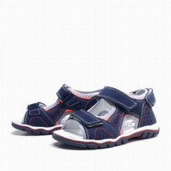 Navy Blue Genuine Leather Velcro Boys Sandals 100278785