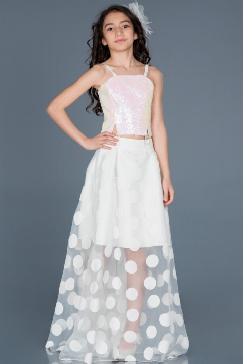 Wedding & Evening - Evening Dress Polka Dot Child Evening Dress 100297596 - Turkey