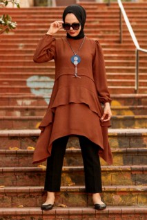 Clothes - Brown Hijab Tunic 100338923 - Turkey