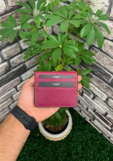 Guard Fuchsia Saffiano Patterned Leather Card Holder 100345290