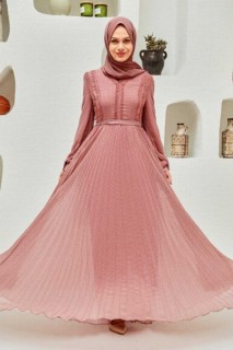 Clothes - Salmon Pink Hijab Dress 100340472 - Turkey