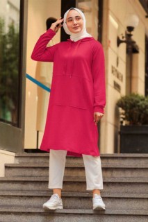 Clothes - Fushia Hijab Sweatshirt & Tunic 100338818 - Turkey