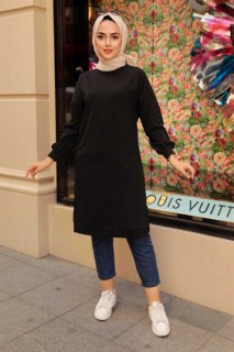 Woman Clothing - Black Hijab Tunic 100338745 - Turkey