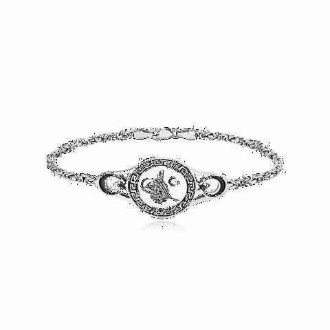 Ottoman Tugra Embroidered King Silver Bracelet 100349419