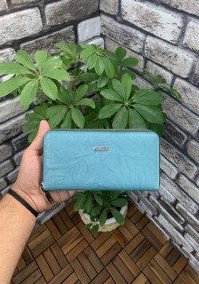 Hand Portfolio - Printed Turquoise Leather Women's Wallet 100345810 - Turkey