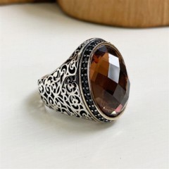 mix - Ottoman Patterned Silver Ring With Zultanite Stone 100347961 - Turkey