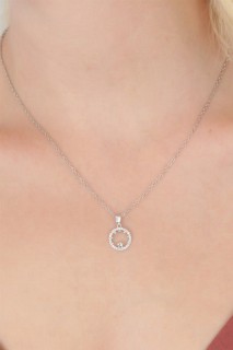 Silver Color Ring Figure Zircon Stone Detail Women's Necklace Earring Set 100327954