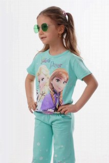 Girl Kid Snow Queen Printed Elastic Waist Green Tracksuit Suit 100328334