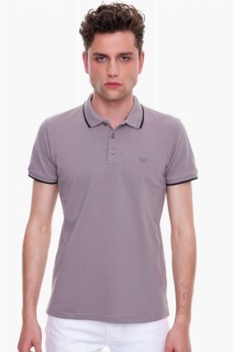 T-Shirt - Men's Dark Gray Basic Polo Neck No Pocket Dynamic Fit Comfortable Fit T-Shirt 100351215 - Turkey