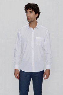 Men's White Basic Regular Fit Comfy Cut Shirt with Pocket 100351038