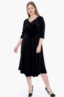 Plus Size Velvet Dress Black 100276183