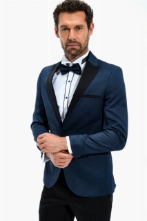 Suit - Men's Navy Blue Portofino Slimfit Jacquard Tuxedo 100350530 - Turkey