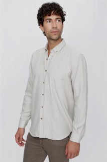 Men Clothing - قميص وودمان بيج للرجال ذو قصة عادية وجيب مريح 100351021 - Turkey