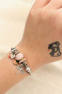 Dragonfly and Rose Figured Pearl Charm Bracelet 100326558