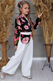 Outwear - Blazer, Jacke und Tasche mit rosafarbenem Aufdruck für Mädchen, Anzug mit schwarzem Oberteil und Top 100328527 - Turkey