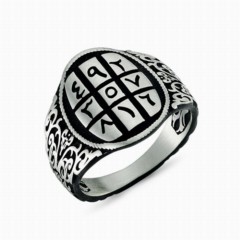 Ebced Calculus Black Ground Silver Ring 100348352