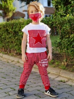 Boy Clothing - Boy Plaid Studios Maskierter roter Trainingsanzug 100326720 - Turkey