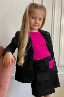 Girl Clothing - Girl's Zero Sleeve Blouse and Fuchsia Skirt 100328215 - Turkey
