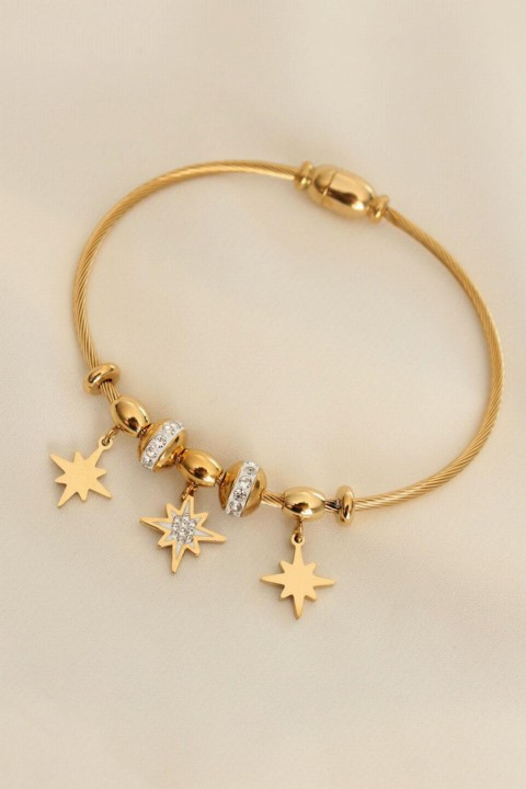 Bracelet - Steel Gold Color Stone Pole Star Detail Bracelet 100319953 - Turkey
