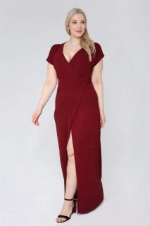 Long evening dress - Plus Size Evening Dress With Front Slit Long Glittery Evening Dress 100276704 - Turkey