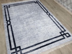 Carpet - سجادة قطيفة مطبوعة رقمية مانعة للانزلاق ساندرا أبيض وأسود 180x280 سم 100330519 - Turkey