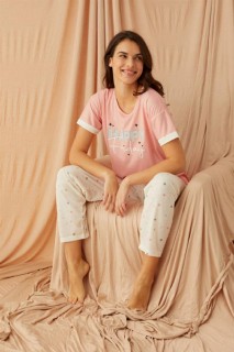 Lingerie & Pajamas - Women's Patterned Short Sleeve Pajamas Set 100325971 - Turkey