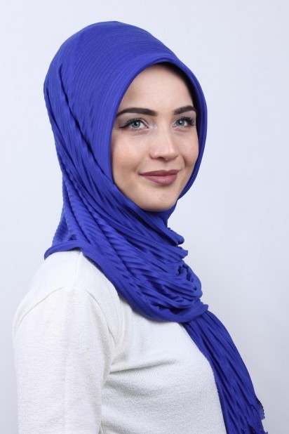 Pleated Hijab Shawl Sax 100282908