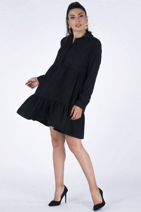 Daily Dress - Women's Velvet Pleated Dress 100326335 - Turkey