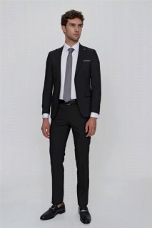 Suit - بدلة مارتن سوداء ضيقة رفيعة 6 دروب جاكار للرجال 100350984 - Turkey