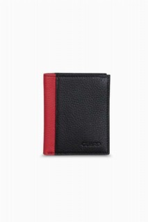 Men - Mini portefeuille en cuir noir/rouge pour homme 100346231 - Turkey